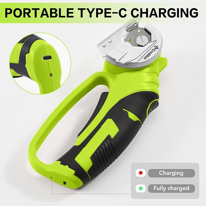 4v Cordless Electric Scissors, Electric Box Cutter With LED Light and Safety Lock, Cardboard Cutter, Rotary Cutter for Cardboard Leather Carpet Plastic Green