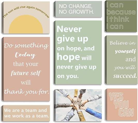 Motivational Wall Decor for Living Room Inspirational Wall Art Motivational Quotes Posters Positive Affirmation Office Wall Decor Set of 9 Canvas Prints Framed Artwork