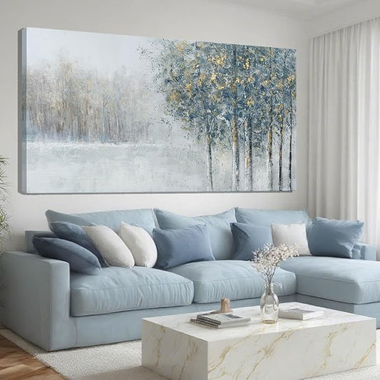 ZENPEE Blue Modern Wall Art, Nature Landscape Canvas Wall Art, Large Wall Decor for Living Room, Bedroom Decor, Wall Posters for Room, Office, 29" x 58"