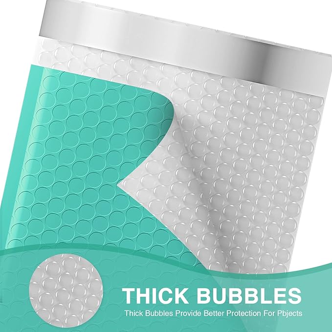Metronic Bubble Mailers 6x10" 100 Pack Usable Size 6x9" Teal Padded Envelopes Self-Seal Small Bubble Mailers Cushioning Bubble Envelopes for Shipping Small Items Jewelry Makeup Gifts