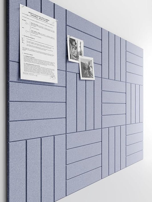 Bumusty Large Cork Board Alternative-47 x35 Felt Bulletin Board Tiles, with 30 Pushpins, 70 Adhesive Tabs, 12-Pack Slat Wall Paneling, Cork Boards for Office Push Pin Board Felt Board-Soft Periwinkle