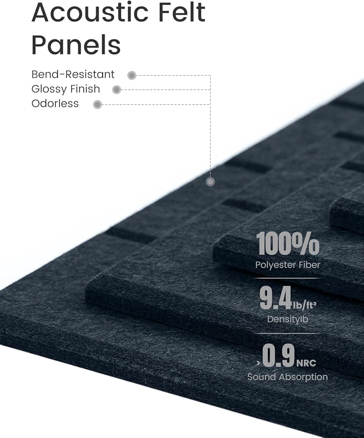 Bumusty Large Cork Board Alternative-36 x24 Felt Bulletin Board Tiles, with 30 Pushpins, 40 Adhesive Tabs, 6-Pack Slat Wall Paneling, Cork Boards for Office Push Pin Board Felt Board-Navy