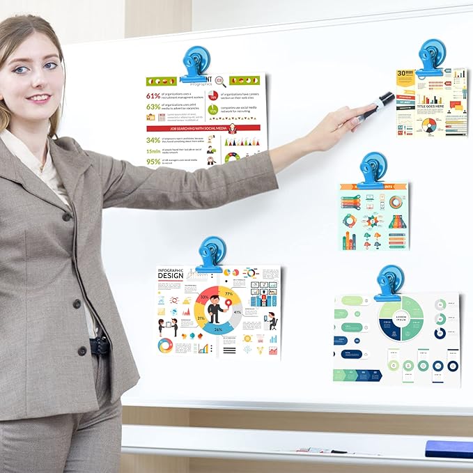 VNDUEEY 20 Pack Magnetic Paper Clip Dispenser Holder, Paperclip Dispenser for Desk, School, Office, Fridge Magnets Refrigerator Magnets, Magnet Clips for Whiteboard Locker (Blue) ?