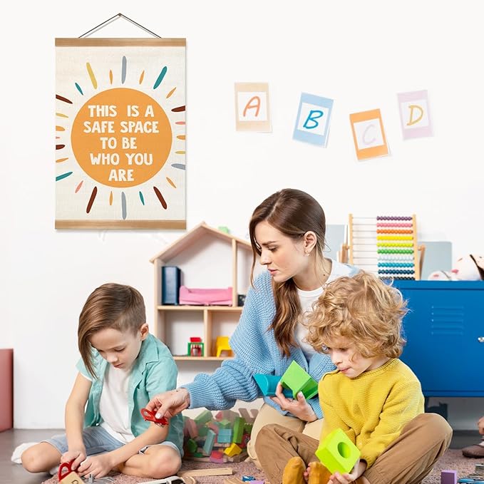 ZTGDA Mental Health Posters, This Is a Safe Space, Boho Classroom Decor, Therapy Office Counseling Office Must Haves, School Counselor Supplies, Calm Down Corner Wall Art Decor (WHO YOU ARE)