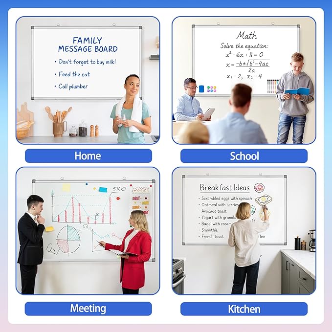 Grtard Large White Board Dry Erase, 36" x 24" Magnetic Dry Erase Boards, Hanging Magnetic Whiteboard with Marker and Magnets, Dry Erase Board for Wall, White Boards Dry Erase for School, Office, Home