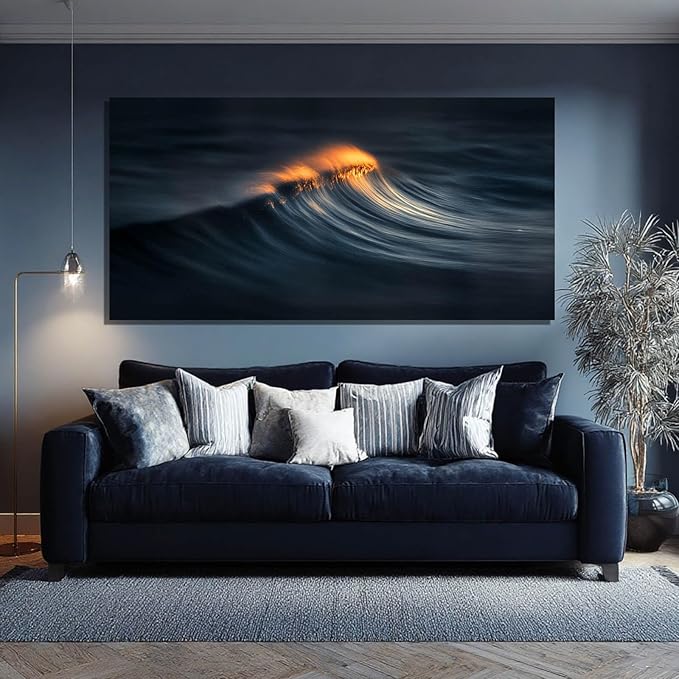 ZENPEE Dark Inspirational Wall Decor and Gold Ocean Posters, Modern Wall Art, Wall Hanging Aesthetic Decor for Living Room, Office, Bedroom, 24" x 48"