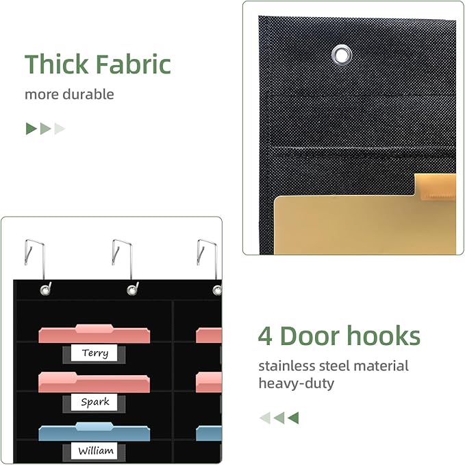 28 Pocket Hanging Wall File Organizer with 28 Name tag Pockets, File Storage Pocket Chart for Classroom and Office Use. Keeps Assignments, Files, Scrapbooks, and Papers Neatly Organized.