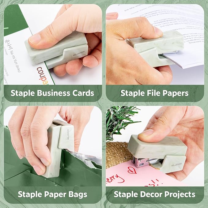 Mini Stapler with 830 Staples, Small Cute Desk Staplers, 25 Sheet Capacity, Fluid Green