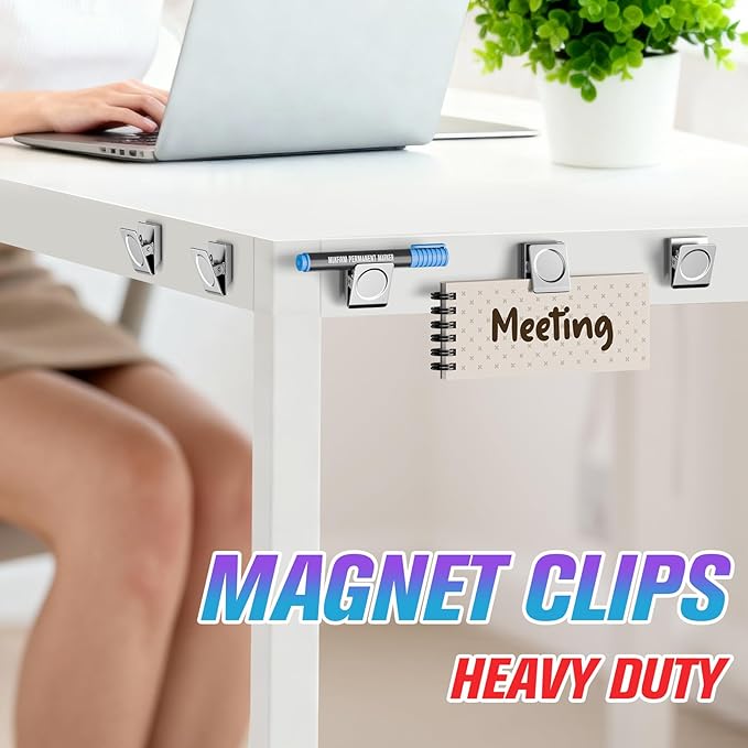 12 Pack Large Magnetic Clips Heavy Duty, Strong Magnet Clips for Notes, Fridge Magnets, Refrigerator Magnets Clip for Organization, Chip Clip Magnets for Whiteboard, Classroom, Cruise, Office