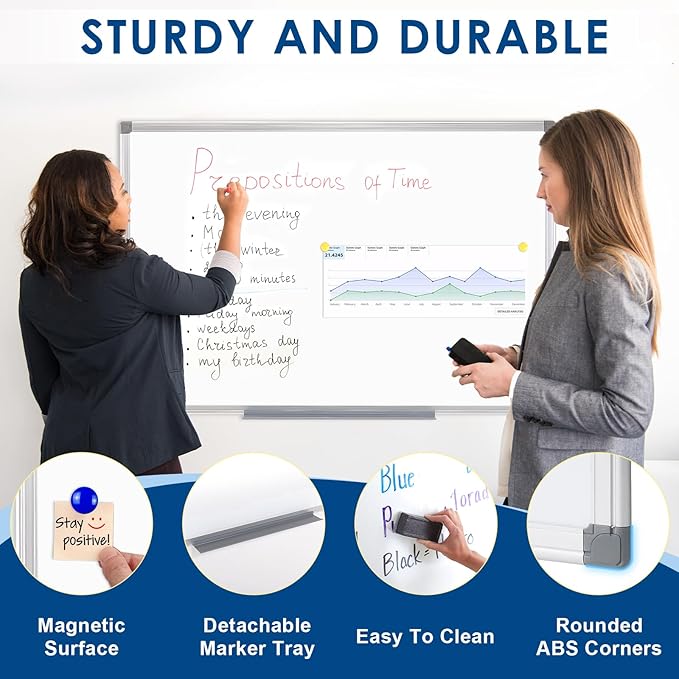 SWANCROWN Magnetic White Board 30 x 20 Inches Dry Erase Board, Hanging Whiteboards for Door, Office, Home, Dorm- Teachers/Students/Family