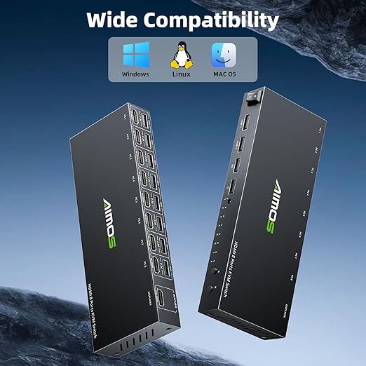 HDMI KVM Switch 1 Monitor 8 Computers 4K@30Hz, 8 Port HDMI KVM Switches for 8 Computers Share 1 Monitor Keyboard and Mouse, Support Hotkey Switch, Remote Control and 8 USB Cables Included