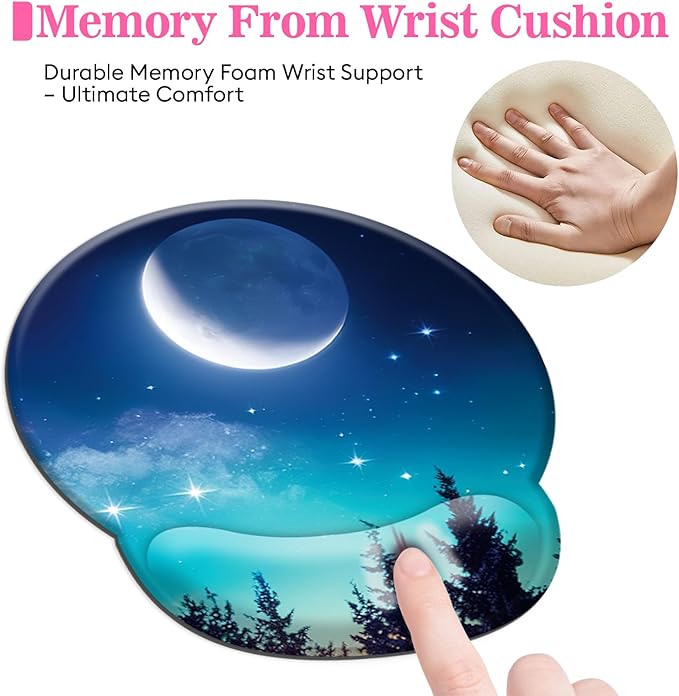 Long Mouse Pad XXL,Ergonomic Desk Mat Gaming Set,Keyboard Wrist Support Rest Mouse Pad Suitable for Office and Home (XXL Forest Setting)