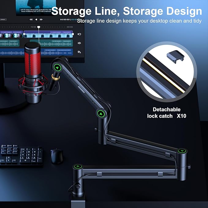 Microphone Arm,Aokeo AK-58i Desk Low Profile Mic Boom Arm Stand,Suitable For Blue Yeti,Snowball iCE,HyperX QuadCast,SoloCast,Elgato Wave,Etc