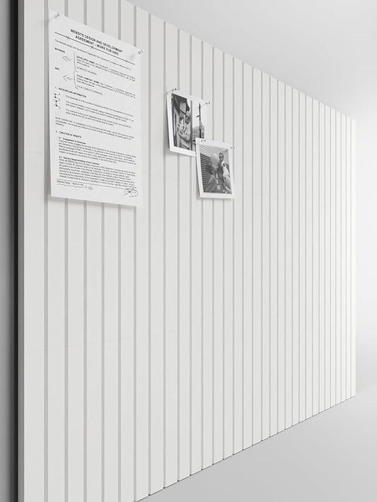 Bumusty Large Cork Board Alternative-47 x35 Felt Bulletin Board Tiles, with 30 Pushpins, 70 Adhesive Tabs, 12-Pack Slat Wall Paneling, Cork Boards for Office Push Pin Board Felt Board-Milky White