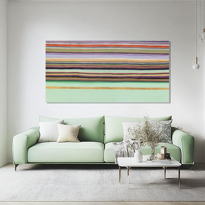 ZENPEE Green Minimalist Canvas Wall Art, Aesthetic Home Decor for Hallway, Dining Room, Bedroom, or Office | 20" x 40"