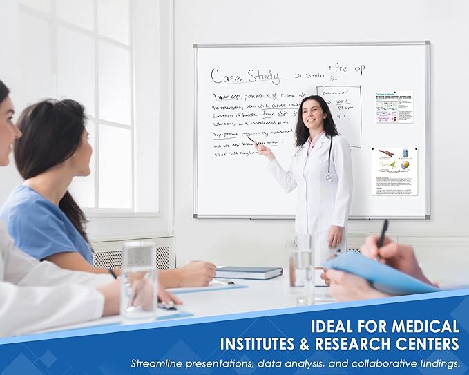 Dry Erase Board 60" x 40" Aluminum Presentation Magnetic Whiteboard with Long Pen Tray, Wall Mounted White Board for School, Office and Home