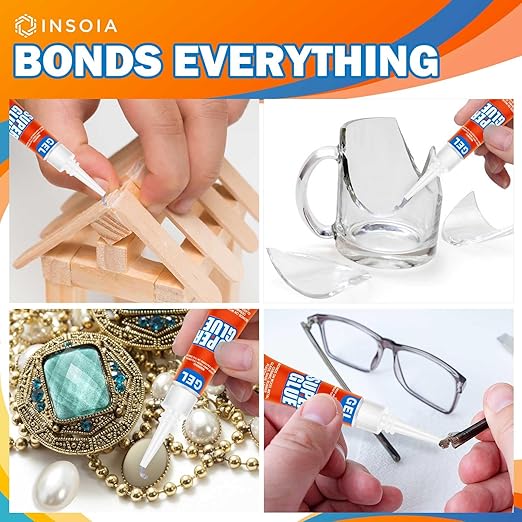 Super Glue Gel Clear Non-Drip, 6 X 3g All Purpose Strong Adhesive Ca Glue Quick Dry Instant Glue for Plastic, Metal, Ceramic, Shoe, Wood, Leather, Model, Aquarium, Rhinestone, Jewelry and DIY Crafts