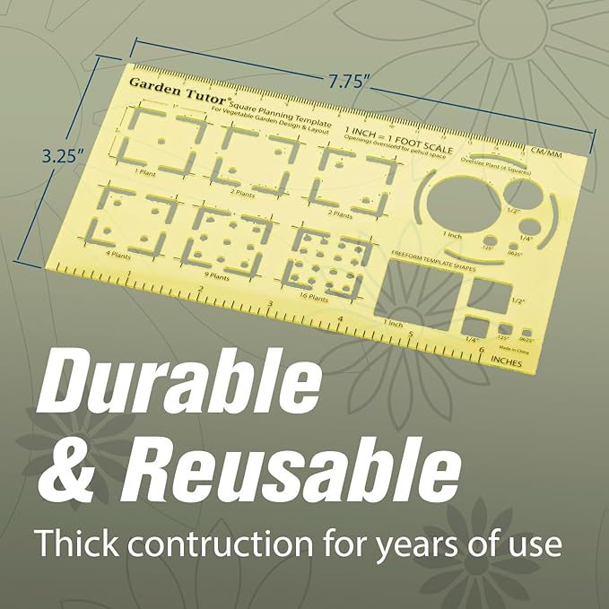 Garden Tutor Square Planning & Drafting Kit – Plan High-Yield Vegetable Gardens with Durable Stencil, Graph Paper & Guide for Grid or Row Designs