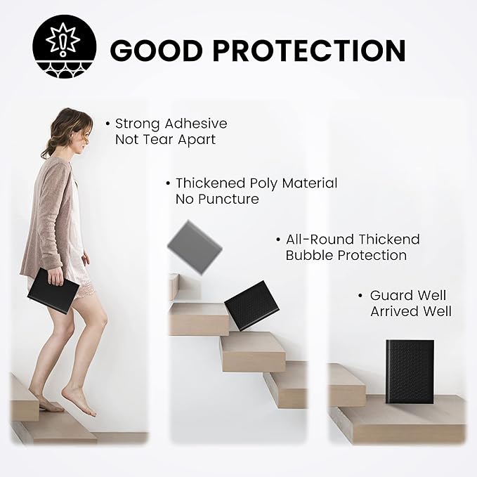 Fuxury Bubble Mailers 6x10“ 3000 Pack Black Padded Envelopes Usable Size 6x9" Thick Mailing Envelopes Bubble Padded, Shipping Bags for Mailing,Packaging, Small Business, Boutique, Bulk #0