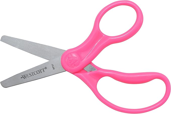 Westcott 5" Hard Handle Kids Scissors, Blunt, Assorted Colors, 2-Pack