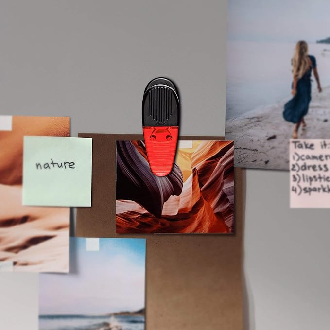 10 Magnetic Memo Holders Set - Large Clip, Plastic - TRed