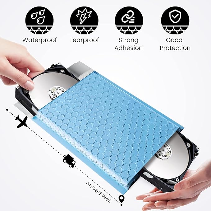 Fuxury Bubble Mailer 6x10" 600 Pack Light Blue,Self-Seal Adhesive Packaging Bags, Waterproof Poly Bubble Mailers Bulk, Mailing Evenploves Packaging For Jewelry, Cards, Makeup, CD, Small Business #0