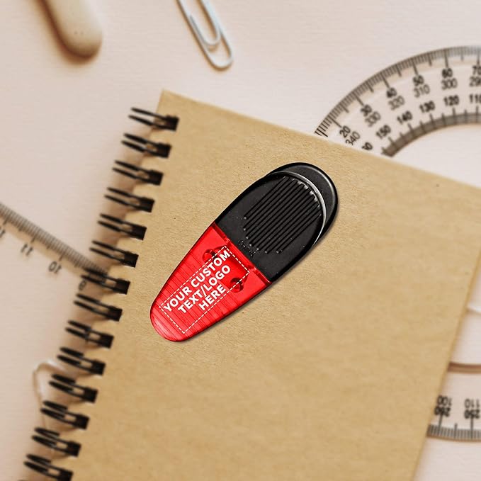 50 Magnetic Memo Holders Set - Customizable Text, Logo - Large Clip, Plastic - TRed