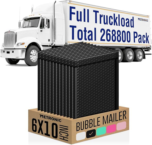 Metronic 268800 Pack Bubble Mailers 6x10 Inch Black Usable Size 6x9" Opaque Padded Envelopes Waterproof Bubble Envelopes Cushioning Mailer for Business Mailing Makeup Jewelry Gifts, Small Item Bulk