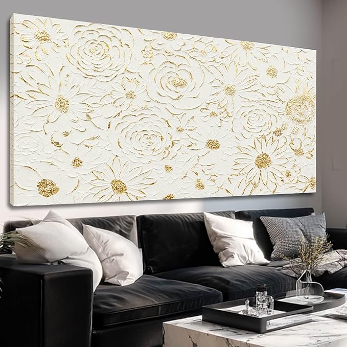 YJYart Line Canvas Wall Art Flower Wall Decor Modern Paintings 29"x58" Wall Decorations for Living Room Large Artwork for Kitchen