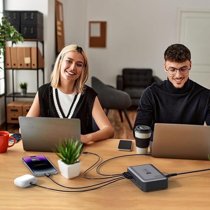 USB C Charger Block 500W, 10-Port Charging Station, GaN PD 140W Type C Fast Charger Hub for MacBook Pro/Air, DELL, iPad, iPhone, Samsung Galaxy, Low Profile Flat Plug