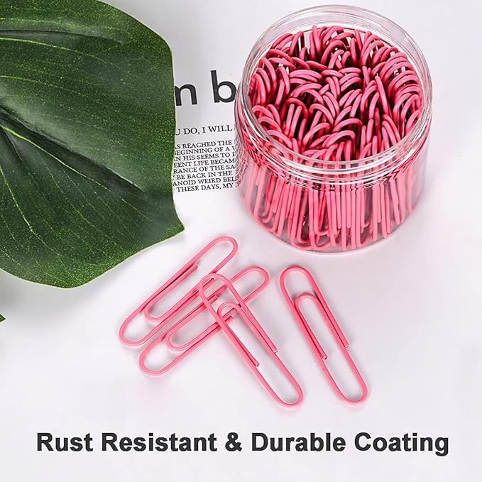 Vinaco Paper Clips Pink, 100 Pack Large Paper Clips 2 Inch (50 mm), Durable & Rust Resistant, Jumbo Paperclips. Great for Office, School and Personal Use (Pink)