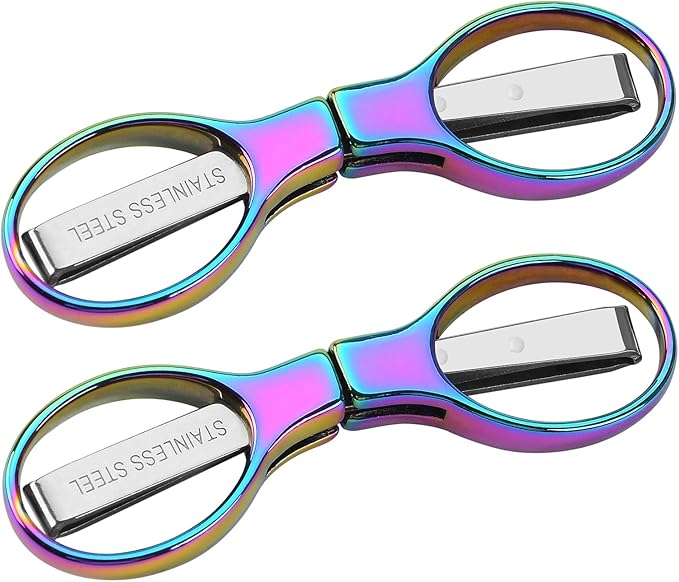 2Pcs Rainbow Folding Scissors,Portable Stainless Steel Telescopic Cutter, Safety Foldable Pocket Badge Small Scissors for Home, Office, Craft, Sewing, Nurse Accessories, Travel