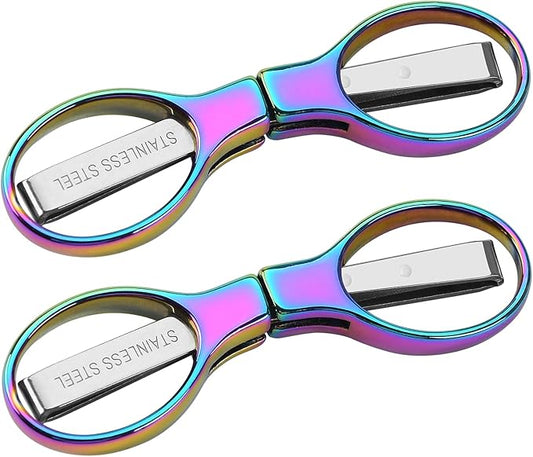 2Pcs Rainbow Folding Scissors,Portable Stainless Steel Telescopic Cutter, Safety Foldable Pocket Badge Small Scissors for Home, Office, Craft, Sewing, Nurse Accessories, Travel