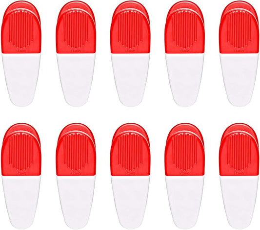 10 Magnetic Memo Holders Set - Large Clip, Plastic - White Red