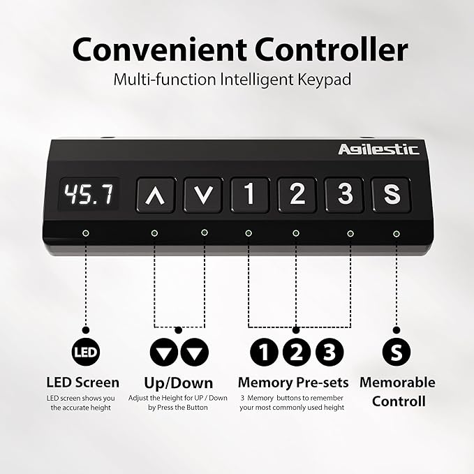 Agilestic L-Shaped Standing Desk Adjustable Height, Electric Corner Standing Desk, Sit Stand Up Desk, 75x61 inch Sit Stand Computer Table, Dark Walnut