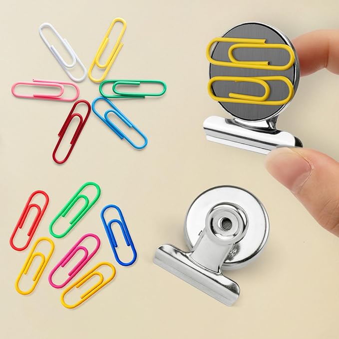 VNDUEEY 90 Pack Fridge Magnets Refrigerator Magnets, Magnet Clips for Whiteboard, Magnetic Paper Clip Dispenser Holder for Desk, Kitchen, School, Office