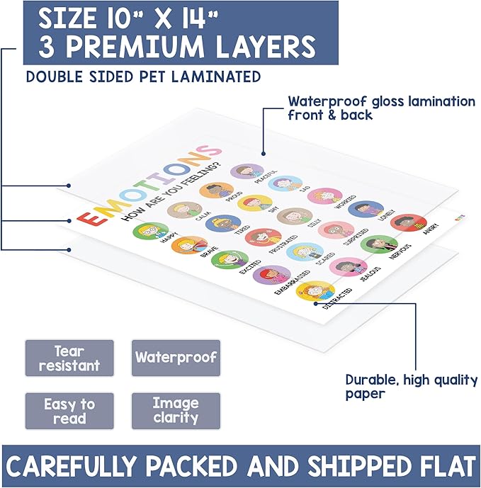 12 Calming Corner Classroom Posters (10x14) - Feelings Wheel Chart & Emotions Poster For Kids, Calm Down Corner Supplies For Therapy Office Decor, Mental Health Wall Decorations For Preschool