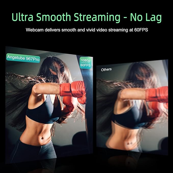 Angetube 1080p Webcam with Ring Light for Streaming: USB 60FPS Web Camera with Microphone-HDR-Enabled-HD Auto Light Correction Web Cam with Adjustable FOV, for Teams, Zoom, PC/Laptop/Mac/Desktop