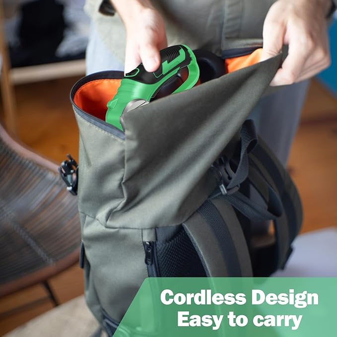 Cordless Electric Scissors, 4V Box Cutter & Cardboard Cutter with 2 Titanium Blades - Rotary Cutter with LED Light for Fabric, Leather, Carpet, Plastic, Crafting + Storage Case (Lime Green)