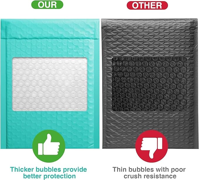 Metronic Bubble Mailers 4x8 Inch 4000 Pack Teal Usable Size 4x7'' Waterproof Bubble Mailer Padded Envelopes Self Seal, Cushioning Poly for Packaging, Shipping, Mailing, Small Business Supplies