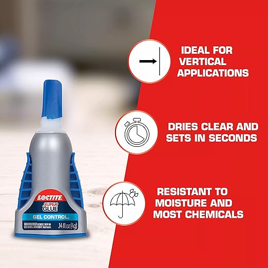 Loctite Super Glue Gel Control, Clear, 0.14 fl oz Bottle, 1 Pack - Superglue for Plastic, Wood, Metal, Crafts & Repair, Cyanoacrylate Adhesive Instant Glue, Quick Dry