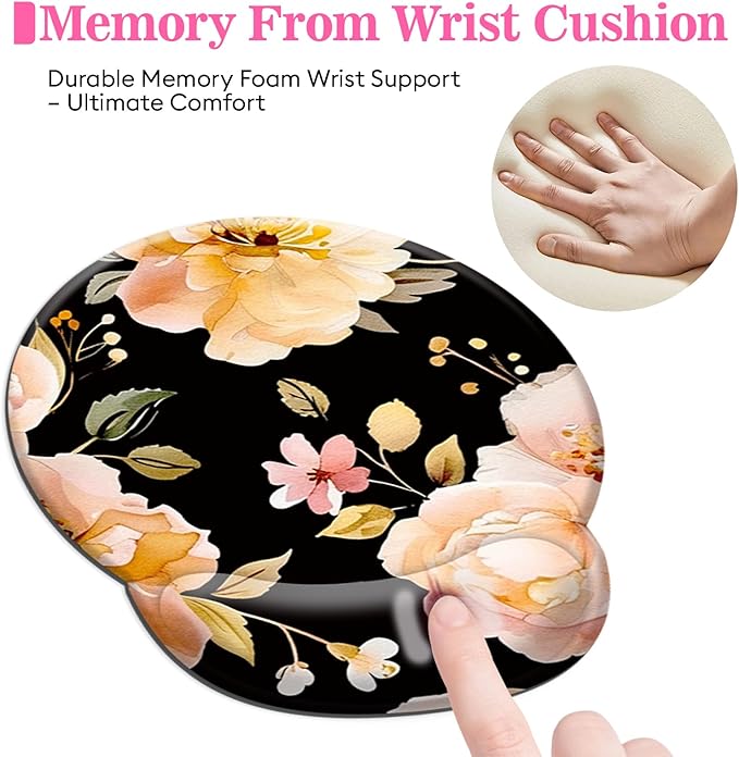 Long Mouse Pad XXL,Ergonomic Desk Mat Gaming Set,Keyboard Wrist Support Rest Mouse Pad Suitable for Office and Home (XXL Rose Set)