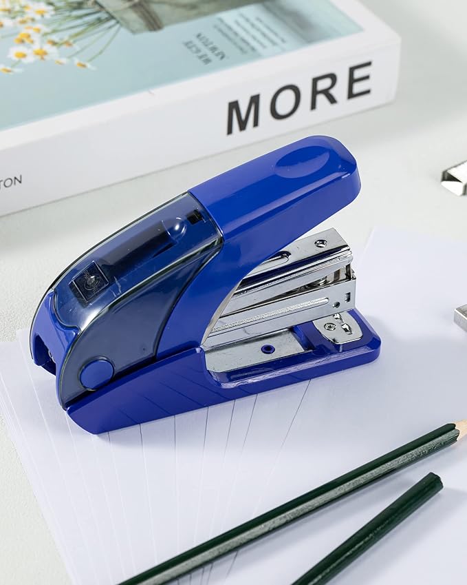PAPERPAL Effortless Standard Stapler Set, 20 Sheet Capacity, Half Strip with Built-in Staples Storage, Includes 1000 pcs 1/4“ Staples & A Staple Remover, for Office, School & Personal Use, Dark Blue