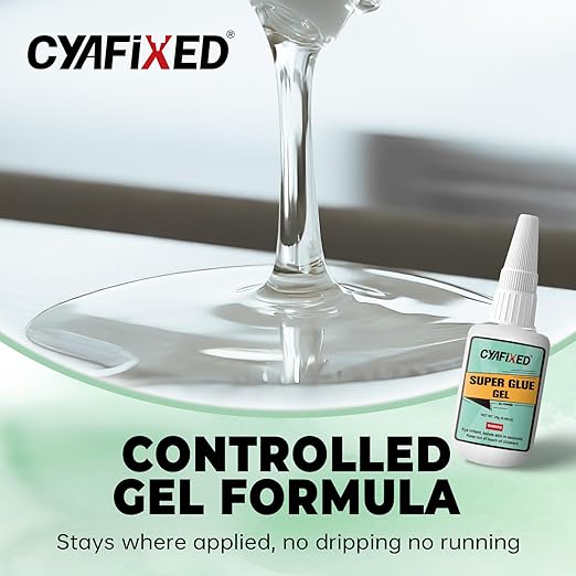 Super Glue Gel 25 Gram (Pack of 2) Clear CA Glue for Wood Furniture Plastic Ceramic Glass Leather, All Purpose Cyanoacrylate Adhesive, Heavy Duty Superglue Repair Metal Model Shoe Stone Pottery Rubber
