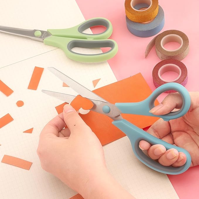 Scissors 8.5 Inch scissors all purpose Bulk Set of 3, Scissors for Office Home School Craft Supplies, Soft Comfort-Grip Right/Left Hand, Gray