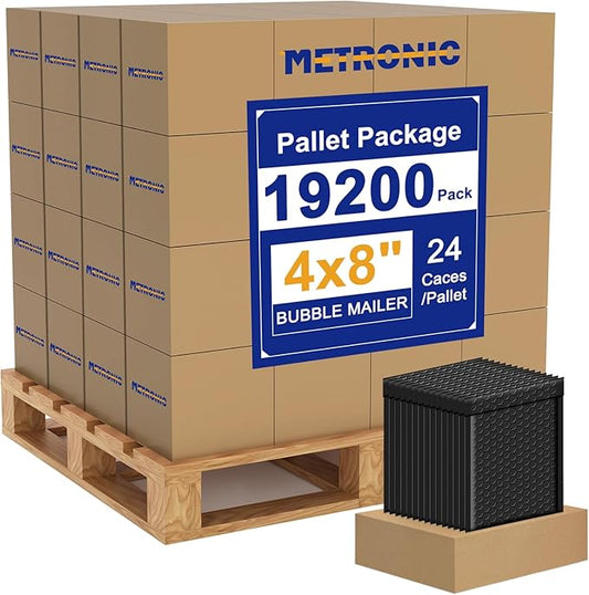 METRONIC 4x8" Bubble Mailer 19200 Pack Waterproof Black Small Bubble Mailers Usable Size 4x7" Self Seal Mailing Envelopes Bubble Padded for Small Business Mailing Jewelry Makeup Cards Envelope Mailers