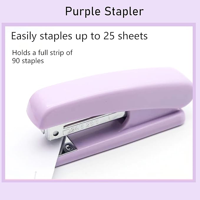 Purple Stapler, Desktop Stapler, 25 Sheet Capacity, includes 1000 Staples and Staple Remover