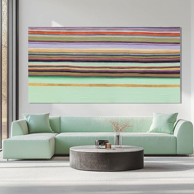 ZENPEE Green Canvas Wall Art - Modern Wall Decor Hanging Decor, Eclectic Wall Art, Dining Room Wall Decor, Room Posters for Living Room, Bedroom, Office Entryway, Hanging Art, 29" x 58"