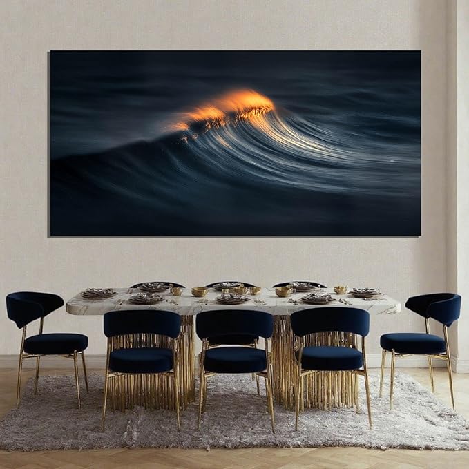 ZENPEE Black Hallway Decor and Gold Canvas Wall Art, Large Abstract Modern Wall Decor Posters for Bedroom or Living Room, 29" x 58
