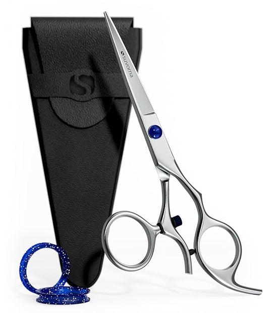Suvorna Swivel Hair Scissors Professional - Barber Scissors for Hair Cutting - 5.5" J2 420 Japanese Stainless Steel hair cutting scissors for Trimming & Grooming - Hair Shears for Women & Men